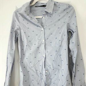 NWOT Zara Bicycle Striped Collared Women's Long Sleeve Shirt